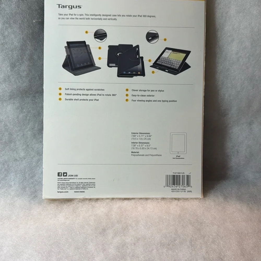 Targus Cream and Black Tablet Case with Minimalist Design